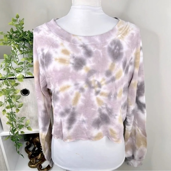 Oli Viv Parker Tie Dye Crop Sweatshirt in Mauve Batik NEW Size XS - Picture 2 of 12
